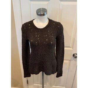 Free People Anthropologie Brown Eyelet Knit Sweater, Size S